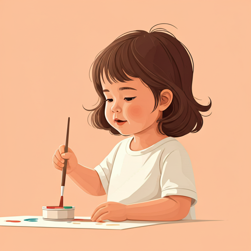 Toddler painting in a creative studio
