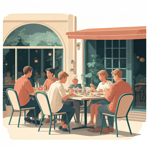 Families dining at a local outdoor restaurant